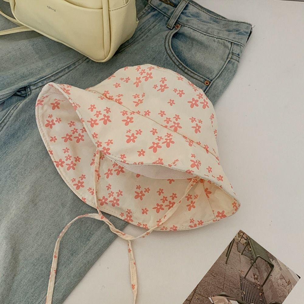 Adjustable Fisherman Hat Broken Flowers Sunshade Hat Sweet Women Sunscreen Hat Outdoor