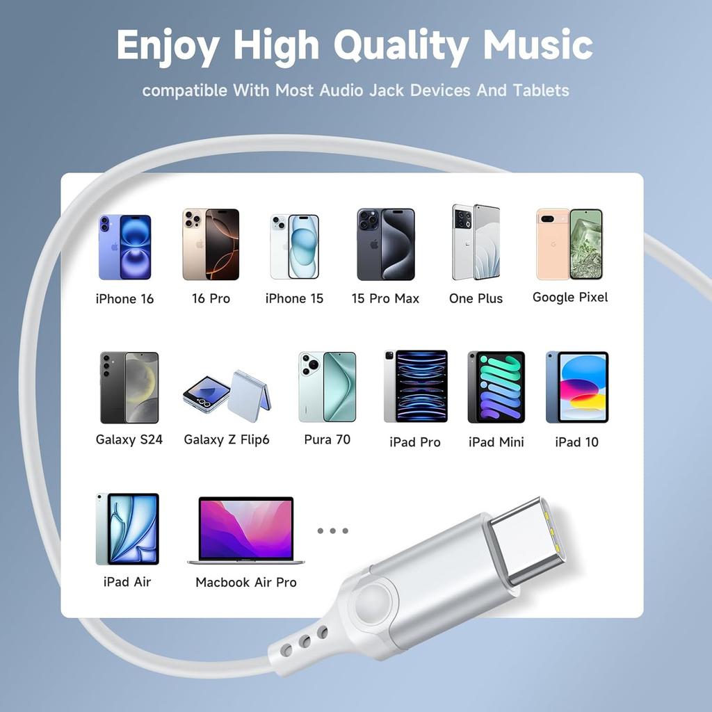 USB C Headphones for iPhone 15 16 Plus Pro Max Headphones Wired Type C Earbuds with Microphone Volume Control USB Type C Earphones for iPad Pro Air
