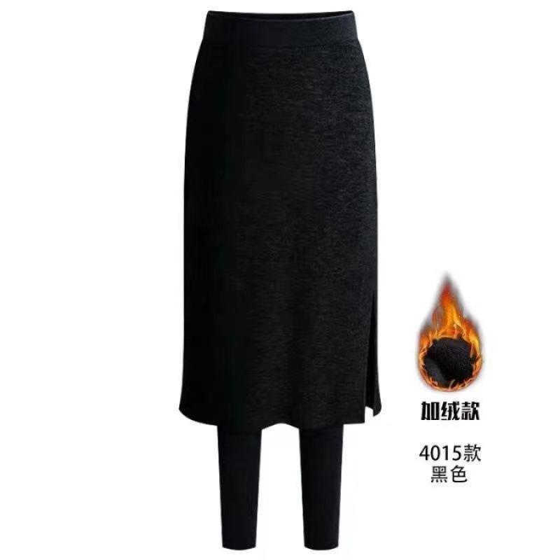 2024 осень и зима большой размер поддельные двухкомпонентные леггинсы женские флисовые утолщенные верхняя одежда fat mm теплые и тонкие кюлоты с высокой талией