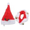 2 Sets Dog Christmas Hat Collar Santa Cat Costumes with Bells for Cats Small DogsL