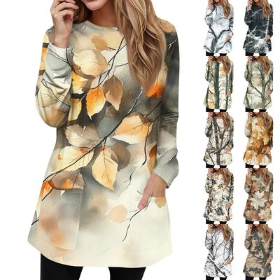 Женская толстовка, пуловер, спортивная одежда, карман, принт, повседневный топ с круглым вырезом и длинными рукавами