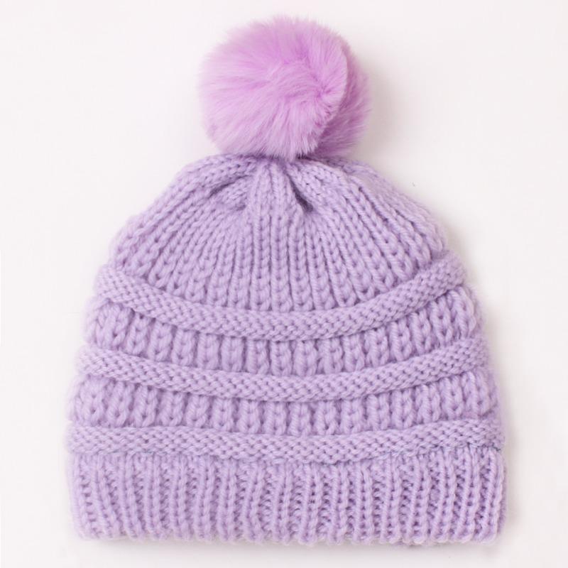 Baby Knitted Hat, Versatile Children's Autumn and Winter Hairball Warm Hat, Warm Baby Wool Hat