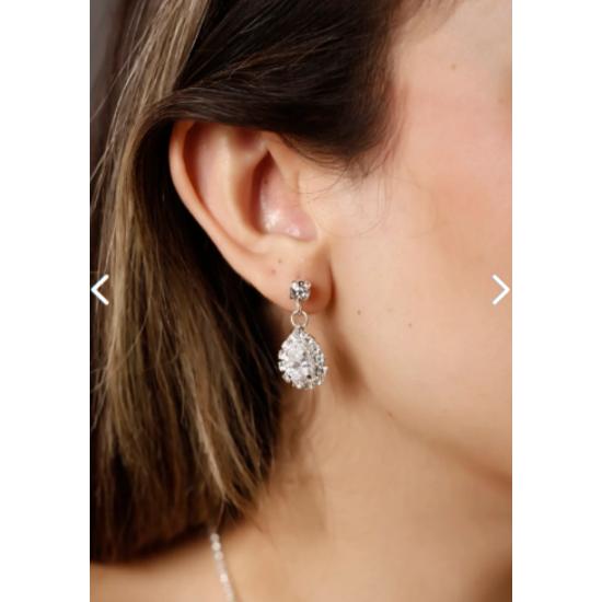 Аксессуар Текстильный Посеребренный Водный Путь Циркон Камень Ожерелье Серьги Набор Свадебный Комплект Ювелирных Изделий Обручальный Набор Приглашение На Вечеринку Набор