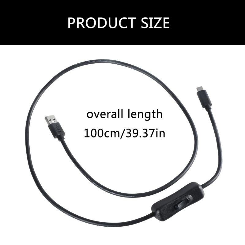 USB3.0 To USB C Charging Cable with Switching Button, USB A To Type C Power Adapter Cord Data Wire for Lighting, Fan