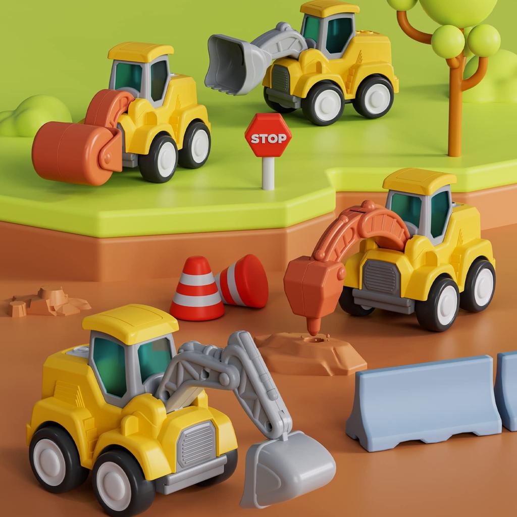 CARLORBO Mini Car Toy Sandpit Working Educational Toy ABS Excavator Set of Car Birthday Construction Vehicle Ages 1 and a Half and Up Set, Car, - Car,