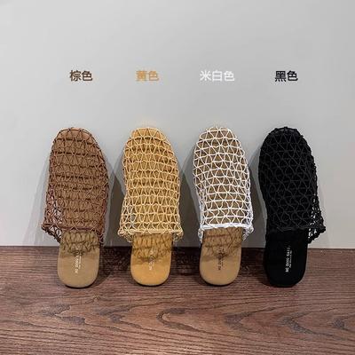 Сабо-сетка от интернет-знаменитости, женская обувь, пляжные сандалии, крутые шлепанцы с закрытым носком, модные весенне-летние сандалии в римском стиле на плоской подошве