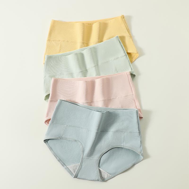 4 шт., хлопковые женские трусики с высокой талией, нижнее белье, сексуальные женские трусики, однотонные мягкие трусы, тонкое женское белье