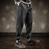 Эластичный пояс со средней посадкой, термоусадочные манжеты на шнурке, повседневные джинсы, мужские джинсы с несколькими карманами, джинсовые спортивные штаны в стиле хип-хоп, уличная одежда