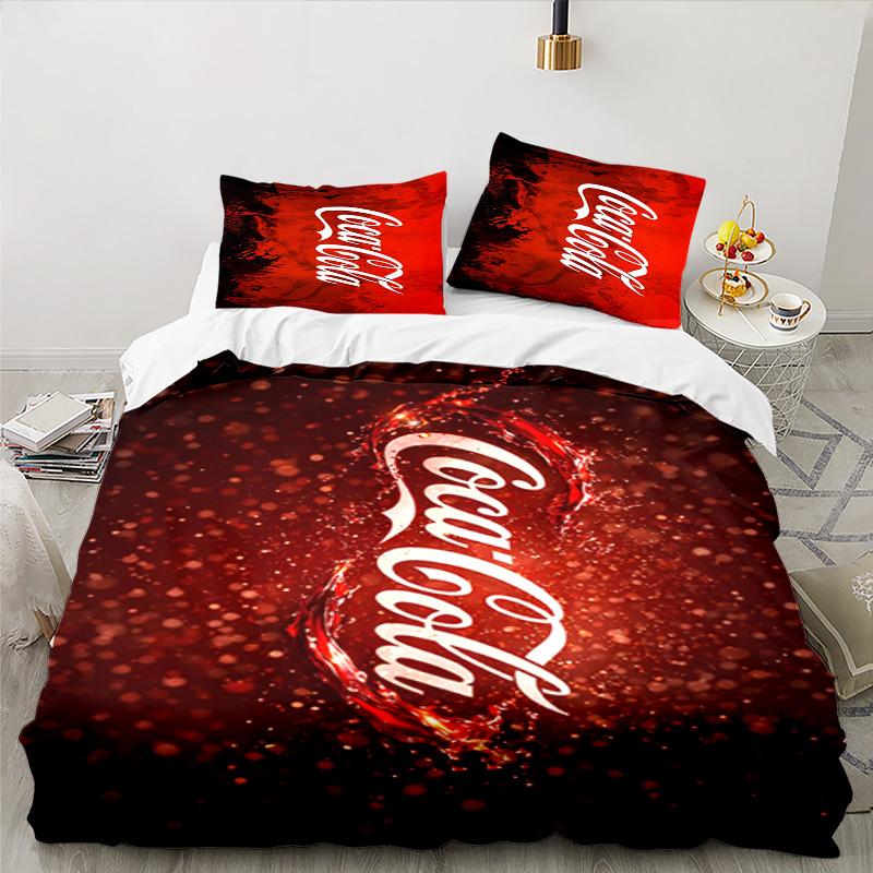 Coca-cola Artwork Design 3PCS Bedding set,Ideal for 1pc Duvet Cover And 2pcs Pillowcases Perfect for Fan gift,Ideal for Bedroom, Dormitory
