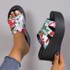 Fashion Women Wedge Slippers New Outdoor Open Toe High Heels Slippers Summer Floral Platforms Sandals Slides Women Zapatos De Mujer