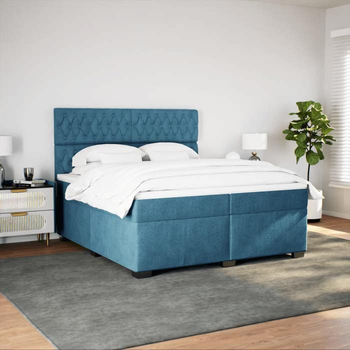 Maison Exclusive - Sommier à lattes de lit et matelas Bleu 200x200 cm velours