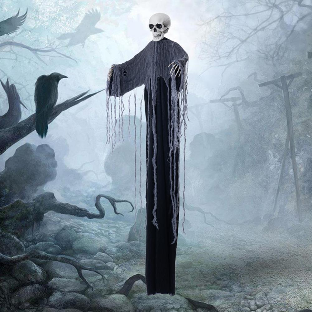 Spooky Ghost Prop with Robe Spooky Led Light Hanging Ghost Skull Ornaments for Halloween Party Decor Haunted House for Indoor