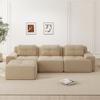Cloud Modular Sofa Boneless L-Shaped Sofa, Modular Sofa with Ottoman, 3-Seater Corduroy Cloud Sofa for Living Room, Assembly-Free Sofa, Beige