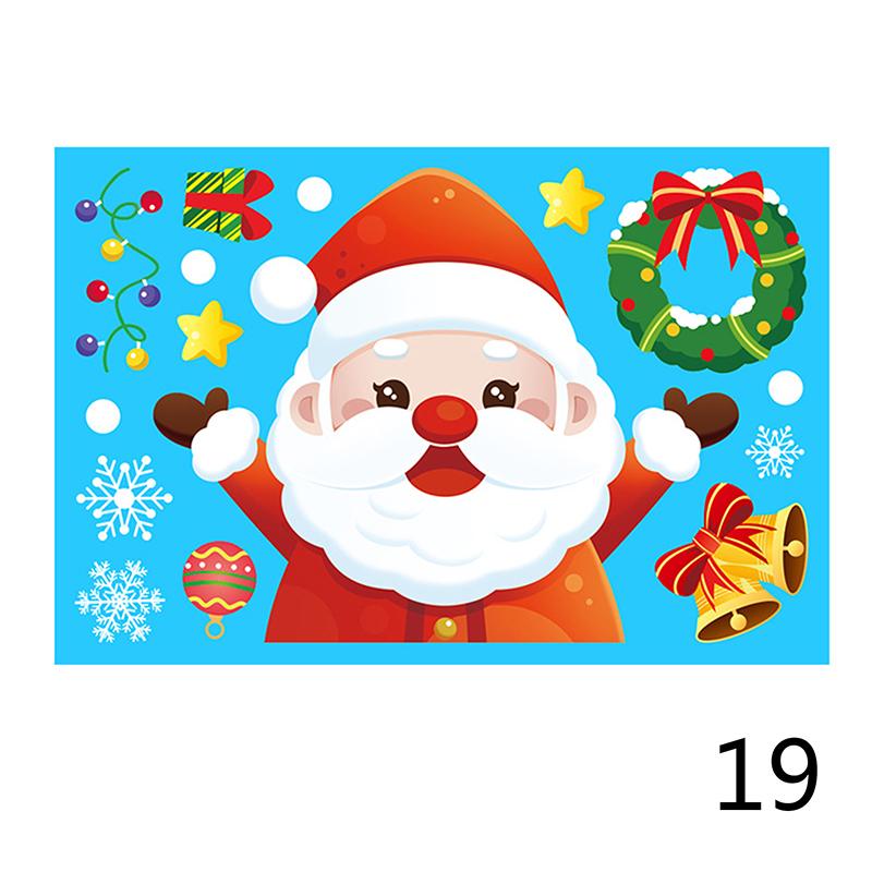 Оконные Рождественские Новогодние Украшения, Рождественские Наклейки с Санта Клаусом, Наклейки Снежинки для Детской Комнаты, Зимняя Наклейка на Стену