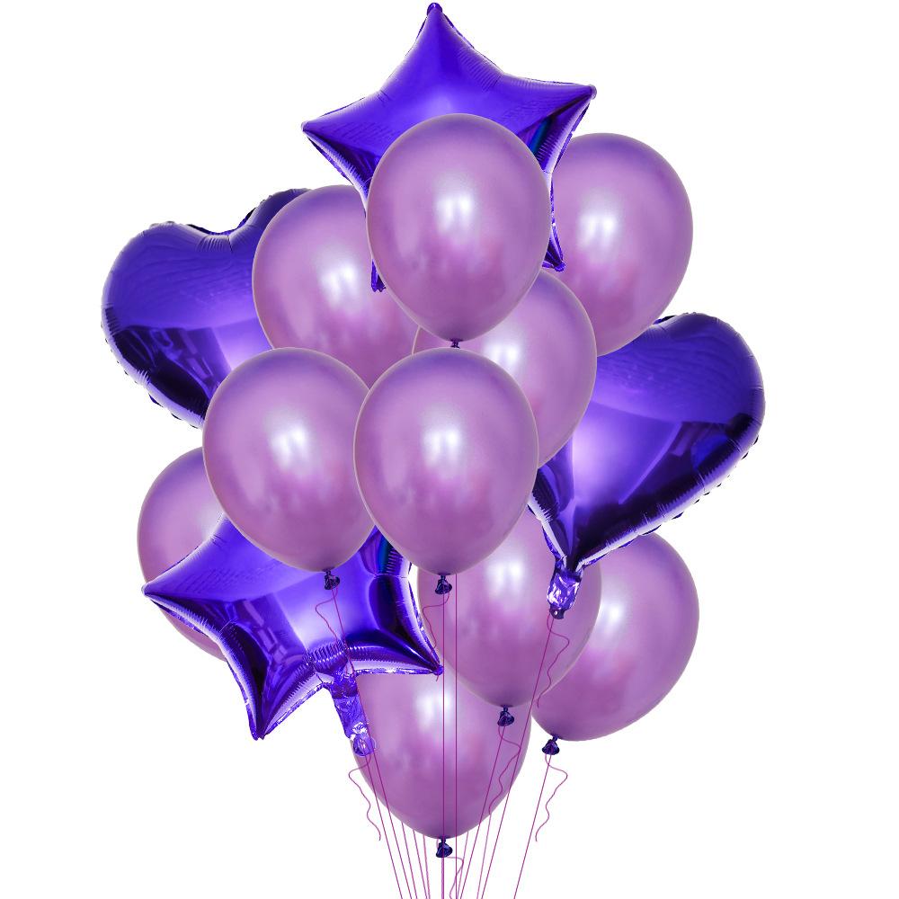 Champagne Gold Love Pentagram Aluminum Film Balloon Pearlescent Latex Balloon Combination Set