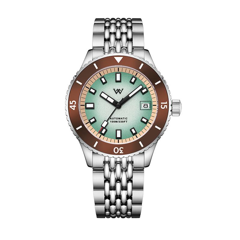 WM Watch Автоматические Механические Дайверские Часы Мужские Циферблат с Градиентом и Искрящейся Текстурой Керамический Безель NH35 Покрытие AR Welly Merck Watch WM212