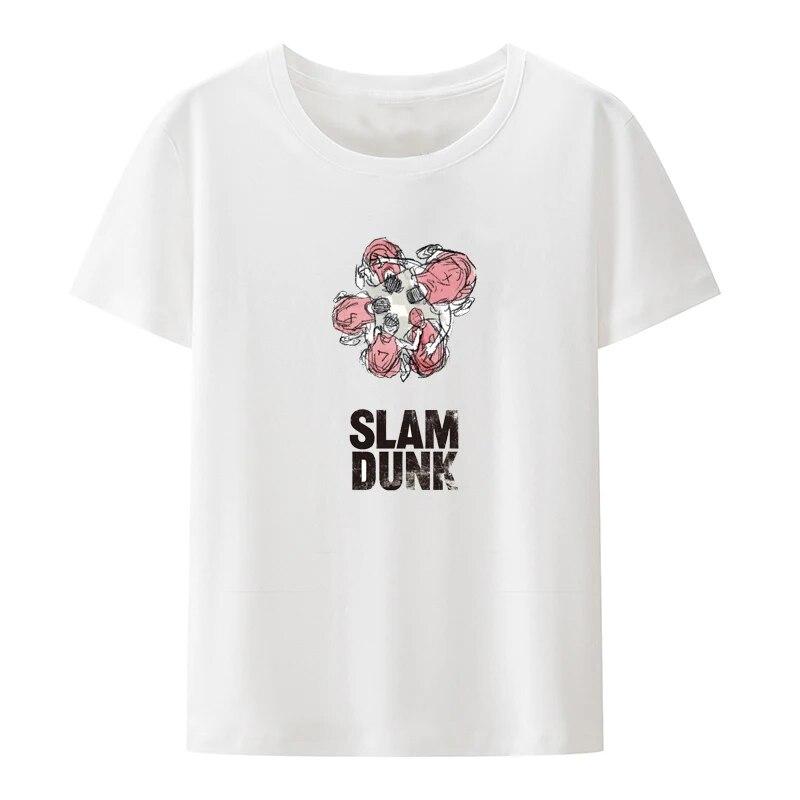 Футболка унисекс Y2k, футболка из чистого хлопка с короткими рукавами SLAMDUNK с буквенным принтом, дышащая, удобная и минималистичная