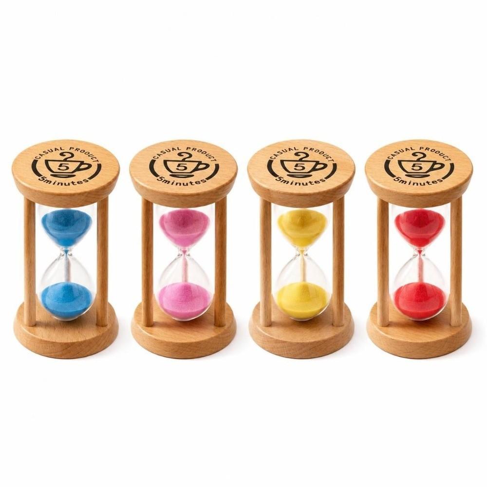 5 Minutes Wooden Hourglass Timer Portable Mini Sandglass Timer Sand Clock Timer Toothbrush Timer