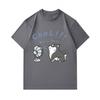 Men's 100% Cotton Crew Neck Short Sleeve T-Shirt, Cute Cartoon Alaskan Malamute Enjoying Cool Fan Printed Casual Summer Lightweight Breathable Soft Fi