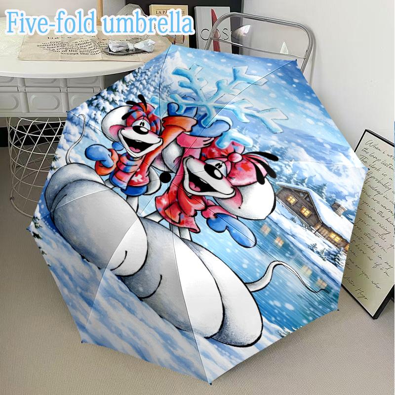 Diddl Love And Friendship In Pastel Mini Five-Fold Lightweight Umbrella, Eight-Bone Frame, Perfect for Home Travel and Outdoor Use in Any Season