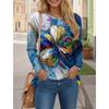 Color Block 3D Digital Printed Women's Harajuku Style Casual Round Neck Long Sleeved T-shirt