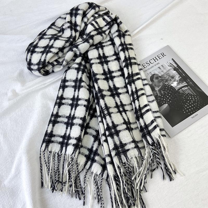 Scarf Women's New Winter Imitation Cashmere Warm Thickened Tic-tac-toe Plaid Shawl