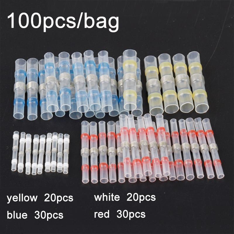 10 ~ 250 шт. соединители для проводов с припоем, водонепроницаемые термоусадочные стыковые соединители, клеммы для электрических проводов, изолированные стыковые соединения