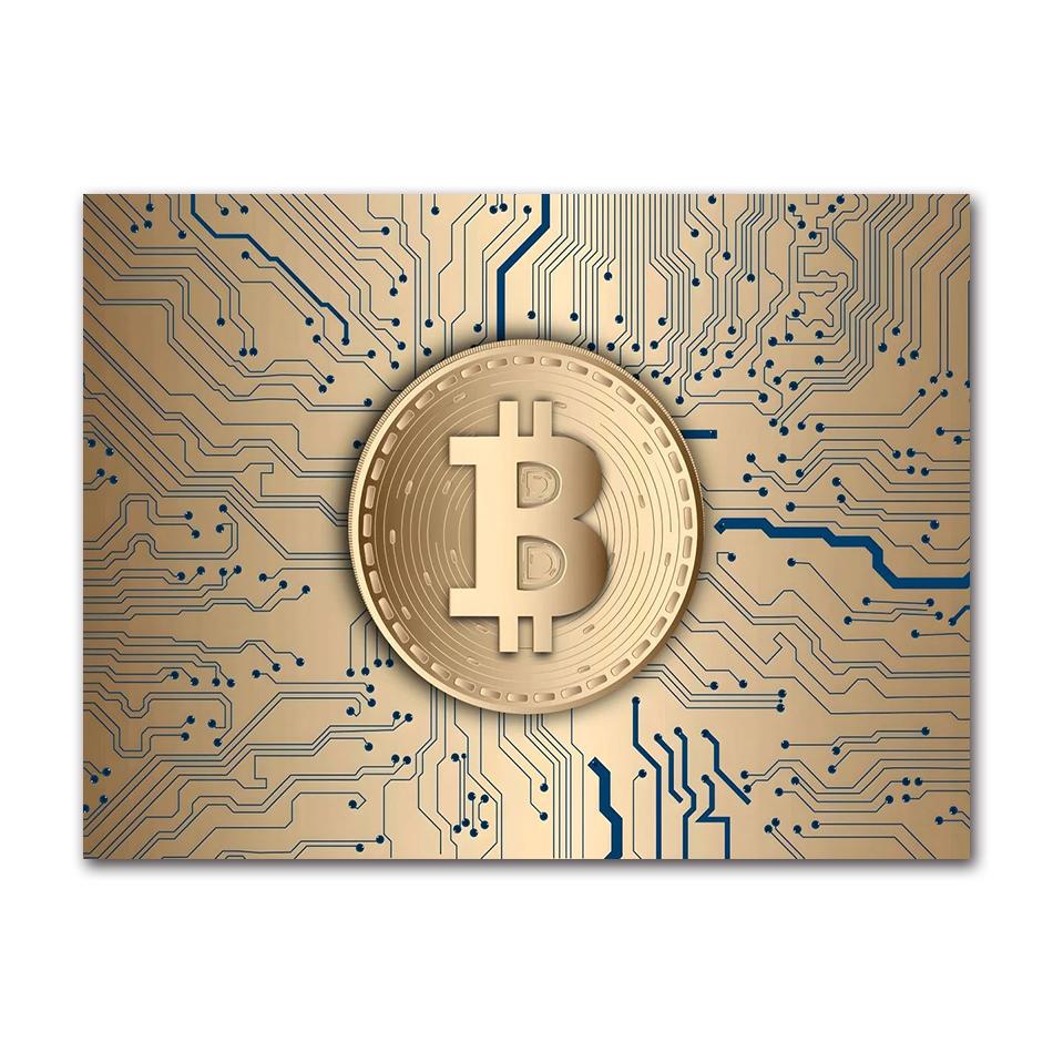 Vintage Abstract Bitcoin Symbol Bitcoin Cryptocurrency Art Poster Canvas Painting Wall Prints Picture for Living Room Home Decor