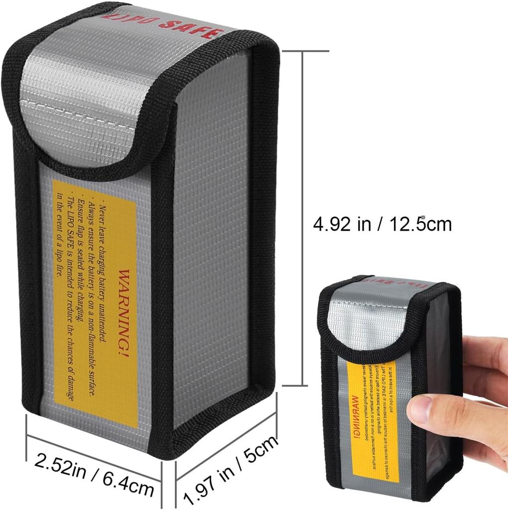 Fireproof Lipo Battery Safety Bag – 125x64x50mm – Explosion-Proof Protective Charging and Storage Case – 1 Piece