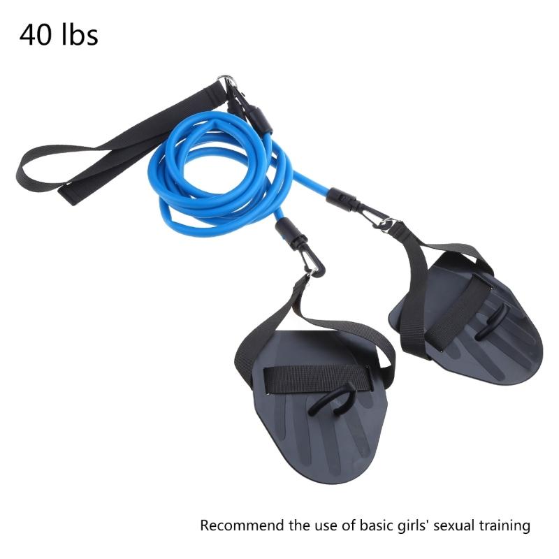 Swimming Resistance Bands with Hand Paddles, Stretch Cord, Fitness Bands for Swimming Training, Arm Strength Exercise