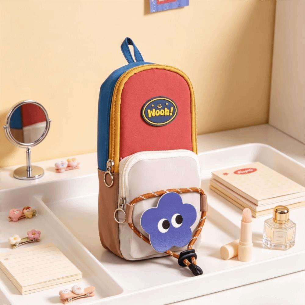 Large Capacity Pencil Case Color-Blocked Stationery Bag Mini Pen Bag Gifts