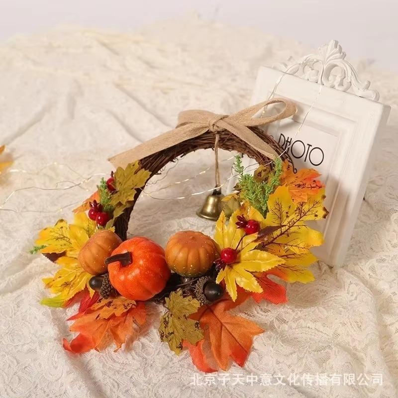 Creative Thanksgiving Halloween Door Hanging Pumpkin Maple Leaf Bell Garland Household Decoration Home Decor Crafts Supplies