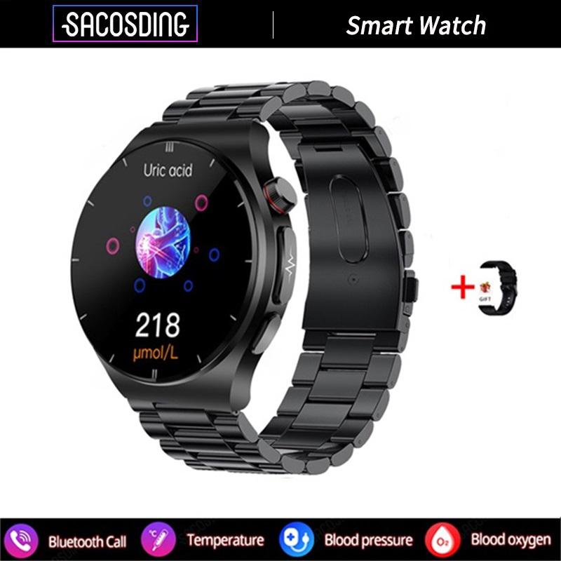 2024 Новые умные часы для мужчин ЭКГ + ППГ + ВСР Bluetooth Звонок Голосовое управление Часы артериального давления Кислород в крови Трекер здоровья SmartWatch