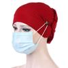 Solid Color Chemo Cap Hair Accessories Cotton Turban New Cap Button Render  Women