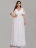 Ever-Pretty Women's Double V-Neck Minimalist A-Line Ruffles Chiffon Plus Size Wedding Dress with Satin Belt