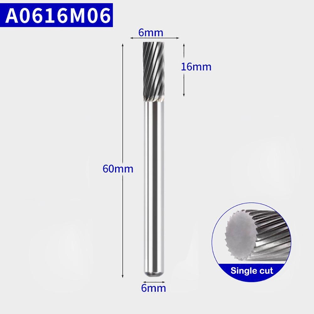 Cylindrical Type Rotary Burrs 6mm/8mm/10mm Tungsten Steel Grinding Head Engraving Bits