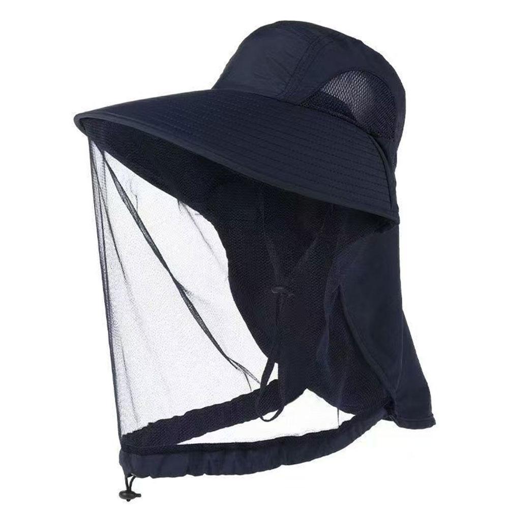 Outdoor Mosquito Head Net Hat Net Mesh Bucket Hat with Neck Flap for Fishing Hiking Camping Climbing