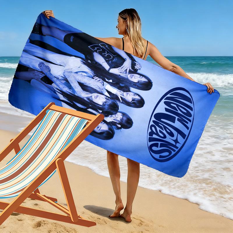 New Jeans Print Beach Towel, Large Soft Quick Dry Towel for Beach Camping Swimming