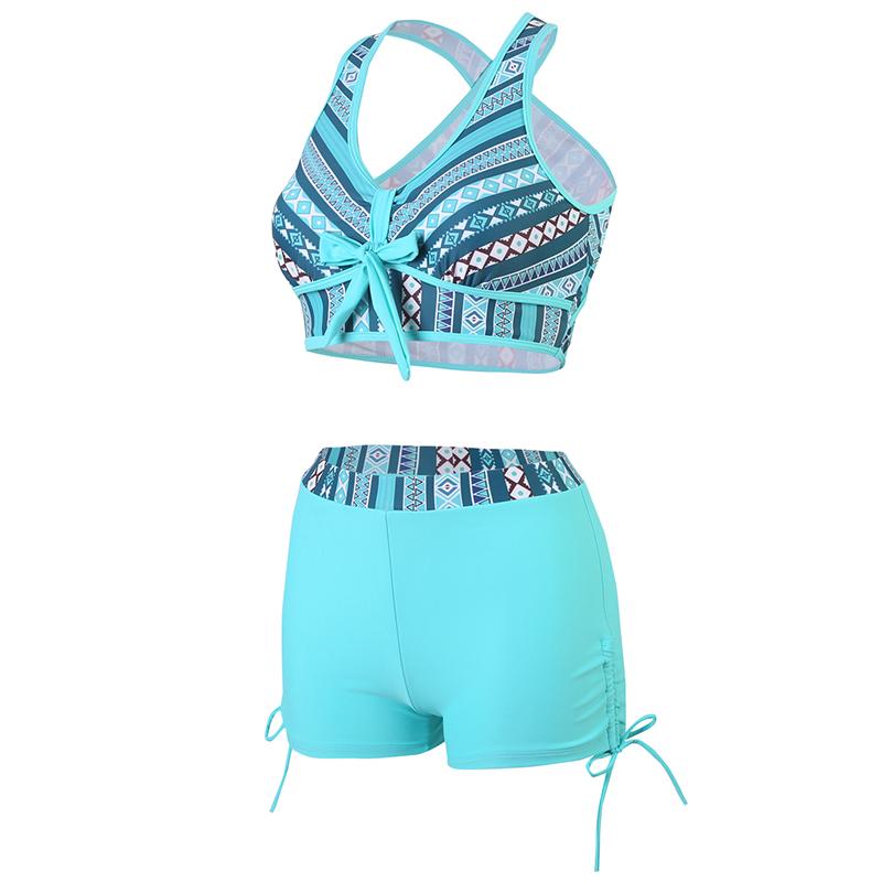 Купальник женский купальник с высокой талией и бантом комплект бикини пуш-ап купальный костюм с принтом пляжная одежда летнее бикини женский