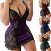 Erotic Lace Plus Size Lingerie Women Deep V Neck Nightwear Underwear Sexy Sleepwear Camisole Dress