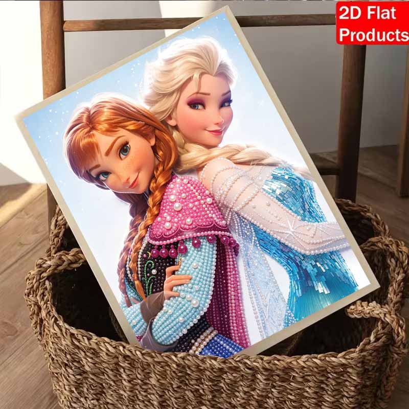 Disney Жемчужная живопись Анна и Эльза Жемчужная арт-живопись Набор для жемчужной живописи Набор жемчужной арт-живописи Подарок для начинающих взрослых Творческий декор для стен дома