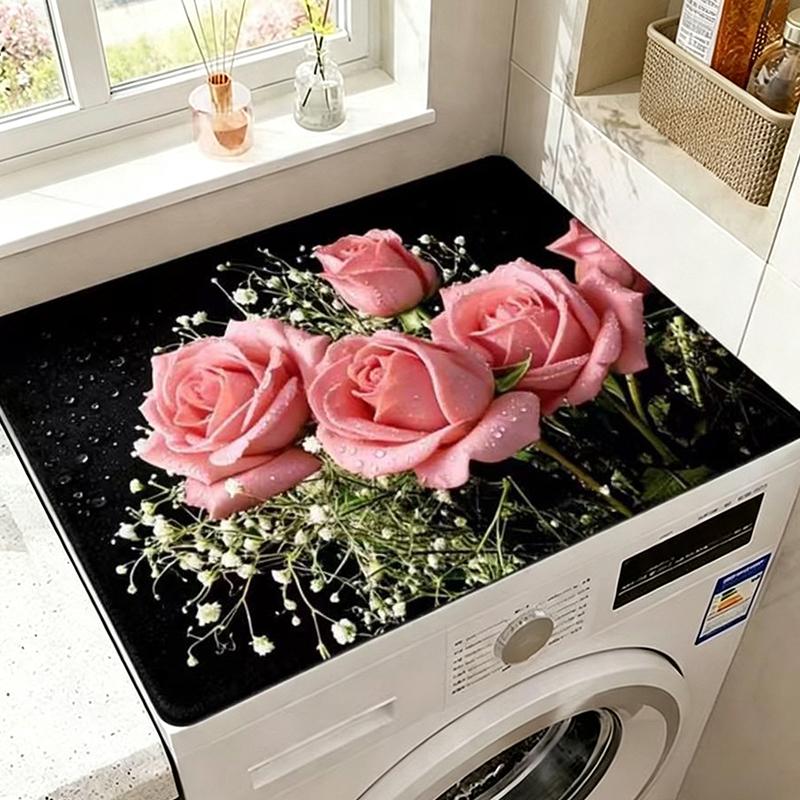 Яркий узор Впитывающий дренажный коврик Нескользящий Чехол-подкладка для стиральной машины от пыли для использования в небольших прачечных
