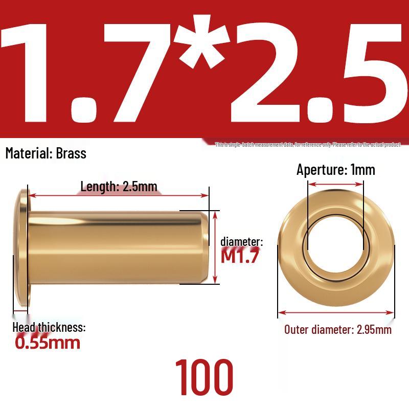 Pure Brass Hollow Rivets & Copper Eyelets Fasteners M1.3–M5