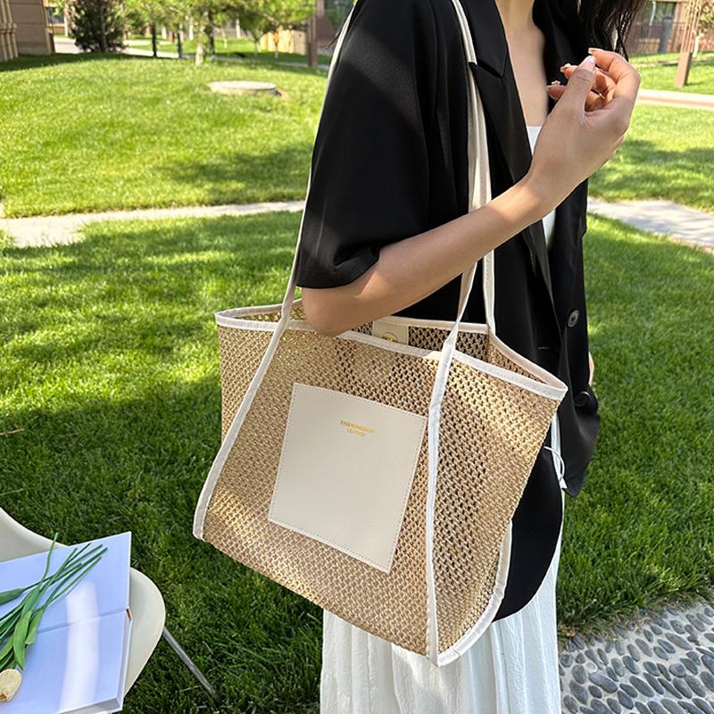 Тканая большая вместительная модная сумка, новая универсальная сумка для отдыха на плече для женщин, дорожная пляжная сумка