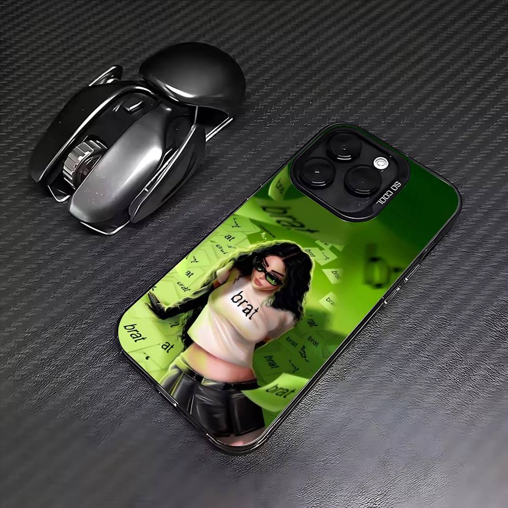 Чехол для телефона Charli XCX Brat Для iPhone17,16,15,14,13,12,11 Plus,Pro Max Цветной Посеребренный Внутренний Чехол