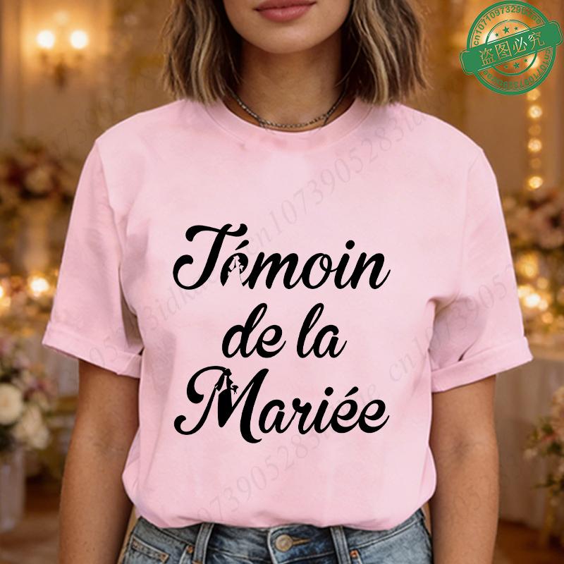 Team De La Mariée Future French Bachelorette EVJF Party T-shirts Bridal Shower Wedding Tops with Bride Silhouette Print Blouses
