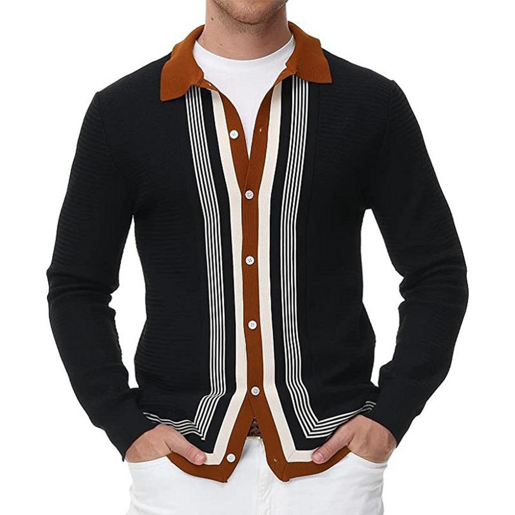 Spring And Men's Long Sleeve Sweater Striped Business Sweater