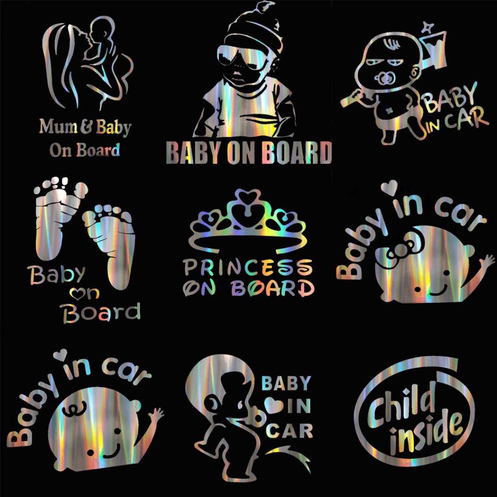 Голографическая наклейка на стекло автомобиля с предупреждением о наличии ребенка в машине