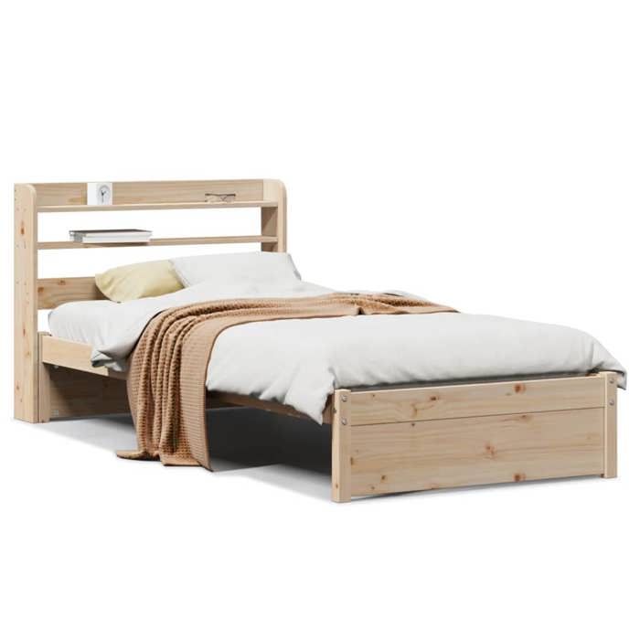VidaXL Bed Frame with Headboard 90x200 Cm Solid Pine Wood, Bed, Solid Wood Bed Frame, Bedroom Furniture At 3306730