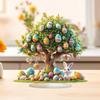 Easter Eggs Desktop Ornament Acrylic Decorative Sign Easter Decoration 2D Tree Pattern Display Plaque for Office Living Room